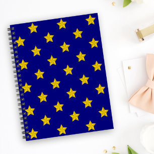 Gold Stars Muster, Navy Blue, Exklusiv Notizbuch