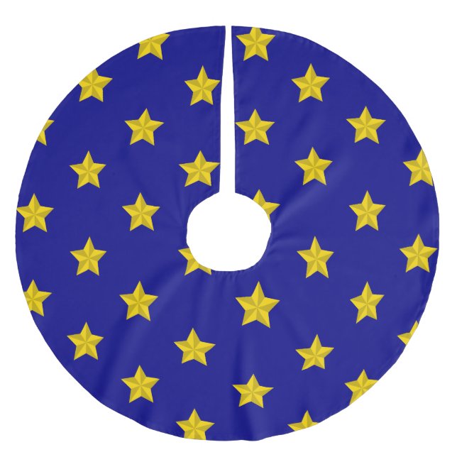 Gold Stars Muster, Navy Blue, Exklusiv Polyester Weihnachtsbaumdecke (Vorderseite)
