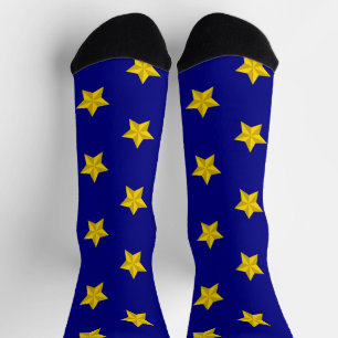 Gold Stars Muster, Navy Blue, Exklusiv Socken