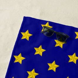 Gold Stars Muster, Navy Blue, Exklusiv Strandtuch