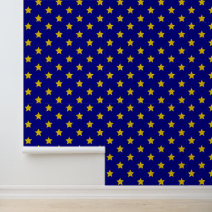 Gold Stars Muster, Navy Blue, Exklusiv Tapete