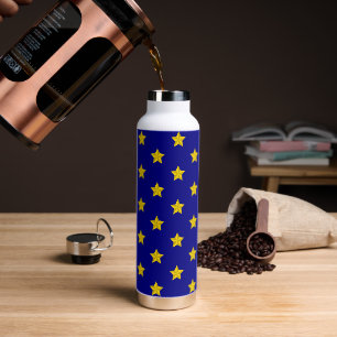 Gold Stars Muster, Navy Blue, Exklusiv Trinkflasche
