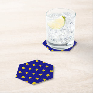 Gold Stars Muster, Navy Blue, Exklusiv Untersetzer