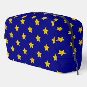 Gold Stars Muster, Navy Blue, Exklusiv Waschbeutel