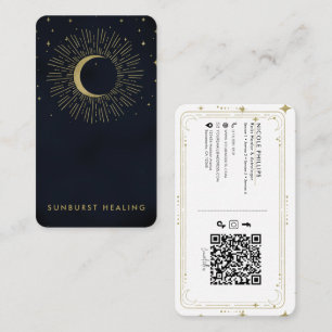 Gold Stars Nacht Himmelsaufbruch Mond QR Visitenkarte