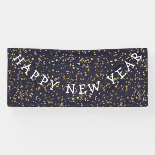 Gold Stars Navy Blue Happy Neujahr Banner