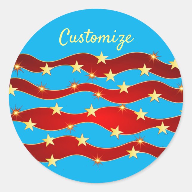 Gold Stars Patriotic Sky Thunder_Cove Runder Aufkleber (Vorderseite)