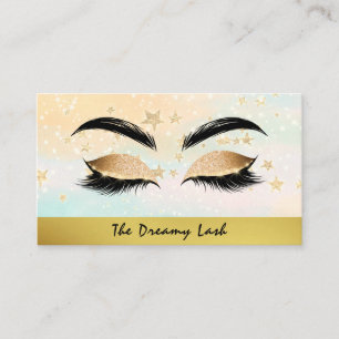 *~* Gold Stars Peach Lashes Brows Extensions Chic Visitenkarte