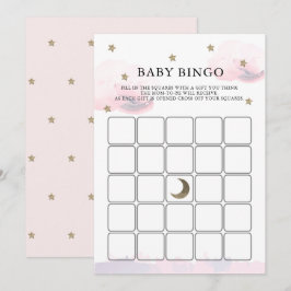 Gold Stars Pink Clouds Kinderdusche Bingo Game Car Einladung