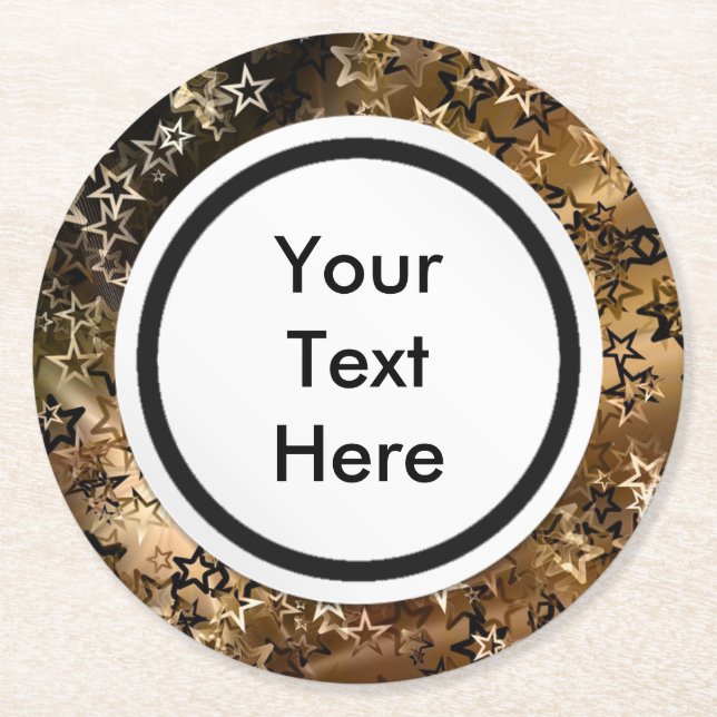 Gold Stars Runder Pappuntersetzer (Vorderseite)