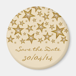 Gold Stars "Save the Date" Kühlschrankmagnet Creme