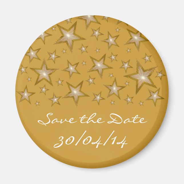 Gold Stars "Save the Date" Kühlschrankmagnet Gold (Vorne)