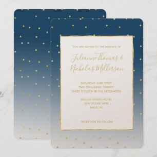 Gold Stars Sky Shine Bright Ombre Wedding Einladung
