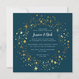Gold Stars Sparkle Faire-part de mariage