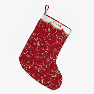 Gold Stars Swirl Personalisiert Kleiner Weihnachtsstrumpf