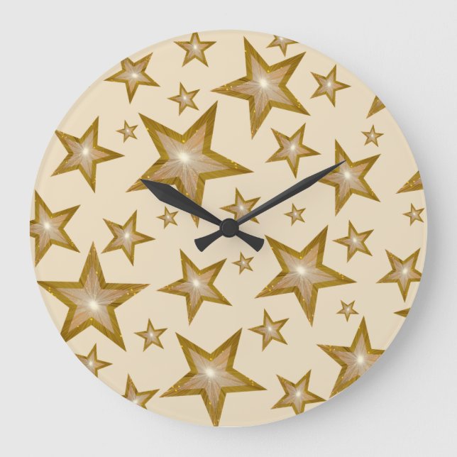 "Gold" Stars Uhr rund um die Uhr (Vorderseite)
