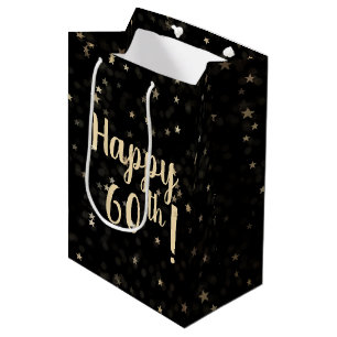 Gold Stars und Dots 60. Geburtstag Mittlere Gesche Geschenktüte