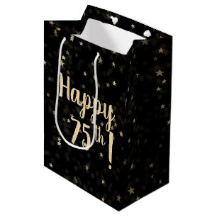 Gold Stars und Dots 75. Geburtstag Mittlere Gesche Geschenktüte