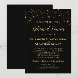 Gold Stars und Glitzern Hochzeiten Probe Dinner Einladung