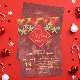 Gold Stars und Lights Weihnachtsfest im Unternehme Einladung
