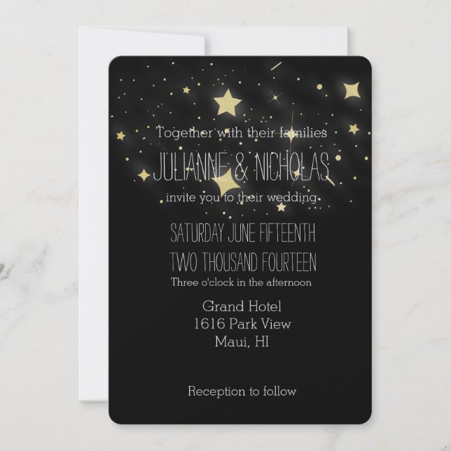 Gold Stars Wedding Einladung (Vorderseite)