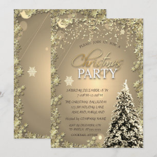 Gold Stars, Weihnachtsbaumfirma Weihnachtsfest Par Einladung