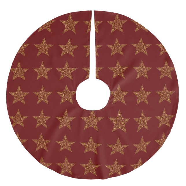 Gold Stars Weihnachtsbaumrock Polyester Weihnachtsbaumdecke (Vorderseite)