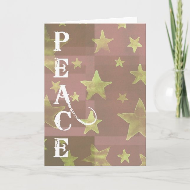 Gold Stars Weihnachtsfrieden Feiertagskarte (Vorderseite)