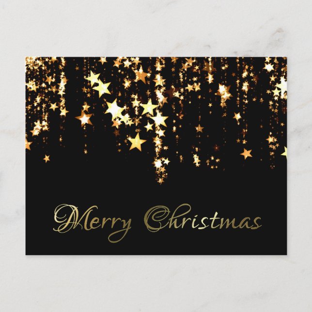 Gold Stars Weihnachtsgrüße Postkarte (Vorderseite)