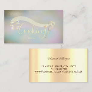 Gold Stars, Whisk, Cupcake, Cooking holografic Visitenkarte
