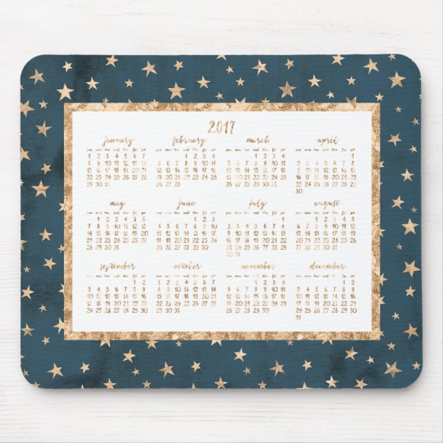 Gold Stars Yearly 2017 Calendar Mouse Pad Mitterna Mousepad (Vorne)