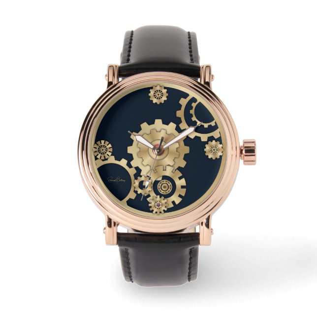 Gold Steampunk Armbanduhr (Vorderseite)
