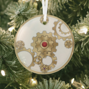 Gold Steampunk Keramik Ornament Aus Glas