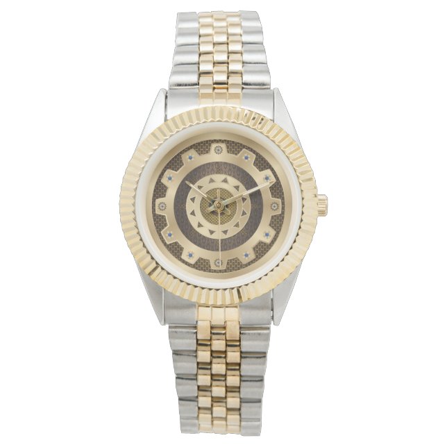 Gold Steampunk Watch Armbanduhr (Vorderseite)