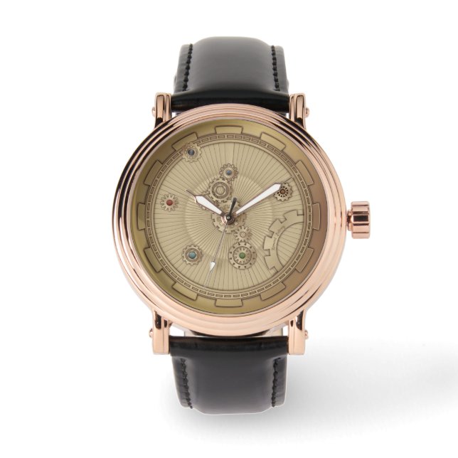 Gold Steampunk Watch Armbanduhr (Vorderseite)