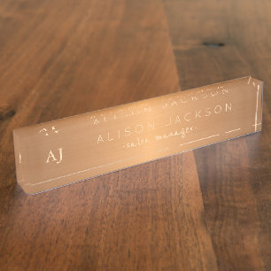 Gold Steel Kupfer Metal Firmenname Monogram Namensplakette