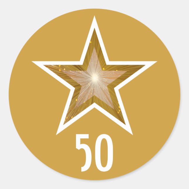 "Gold" Stern "50" Rundaufkleber gelb Runder Aufkleber (Vorderseite)