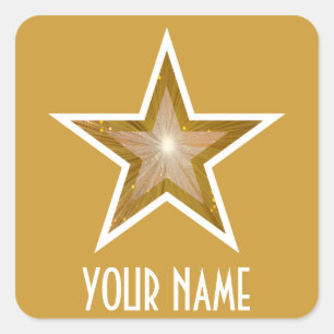 "Gold"-Sterne-Aufkleber "Ihr Name" gelb Quadratischer Aufkleber