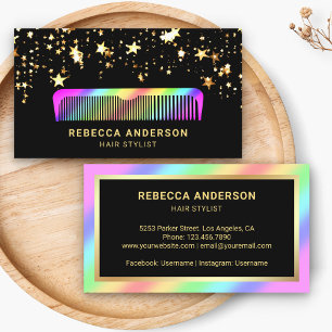 Gold Sterne Konfetti Regenbogen Kamm Haar Stylist Visitenkarte