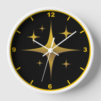 Gold Sternexplosion Wall Clock - Schwarz und Gold  Uhr