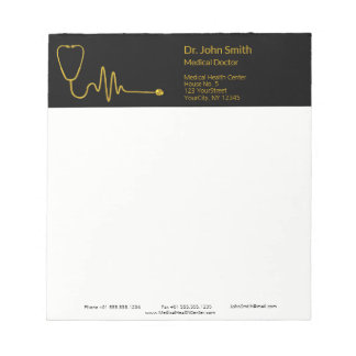 Gold Stethoscope ECG Wave Luxury EKG Line Medical Notizblock