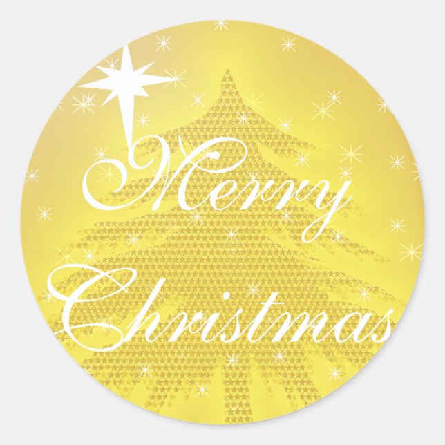 Gold Sticker Gold Weihnachtsbaum mit Sternen (Vorderseite)