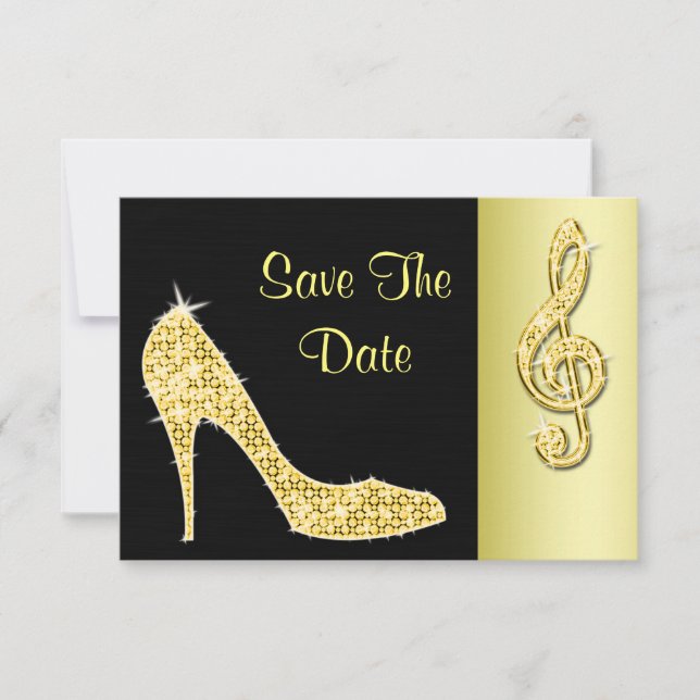 Gold Stiletto & Treble Cleft 40. Save the Date (Vorderseite)