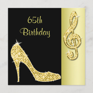Gold Stiletto & Treble Cleft 65. Geburtstag Einladung