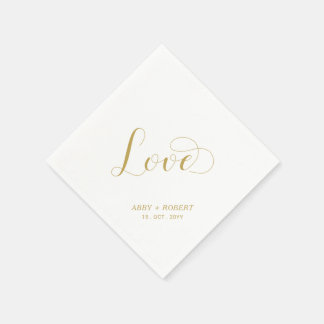 Gold | Stilvolle Liebe Hochzeit Serviette