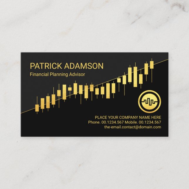 Gold Stock Graph Financial Analyst Visitenkarte (Vorderseite)