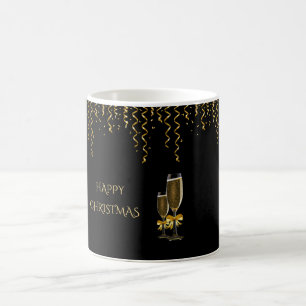 Gold Streamer & Champagner Weihnachten Kaffeetasse
