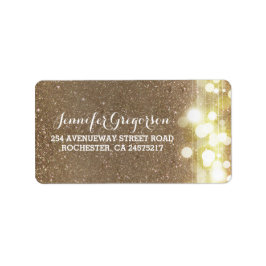 Gold String Lights Chic Wedding Adressaufkleber