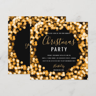 Gold String Lights Corporate Christmas Party Einladung