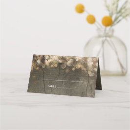 Gold String Lights Rustic Holding Hochzeit Platzkarte